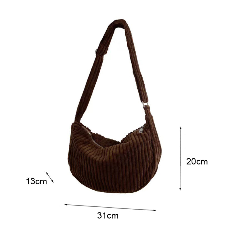 Large Capacity Corduroy Simple Shoulder Crossbody Bag