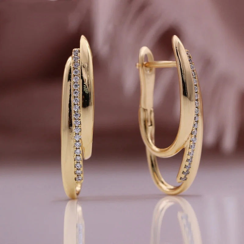 Splendid European And American Earrings Women's Elegant Zircon Earrings High-grade