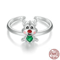 Christmas Reindeer Open Ring European And American Holiday Gift S925 Sterling Silver