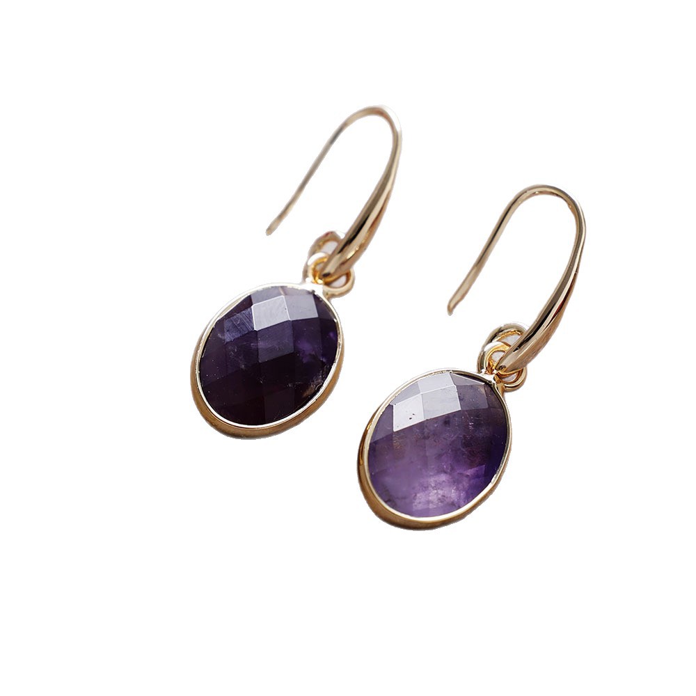 Natural Stone Crystal Geometric Eardrops Ear Hooks Earrings