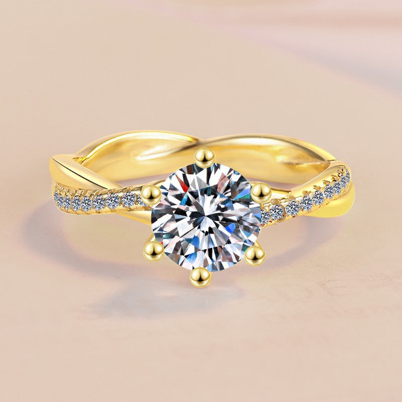 Fashion 1 Karat Moissanite Sterling Silver S925 Ring