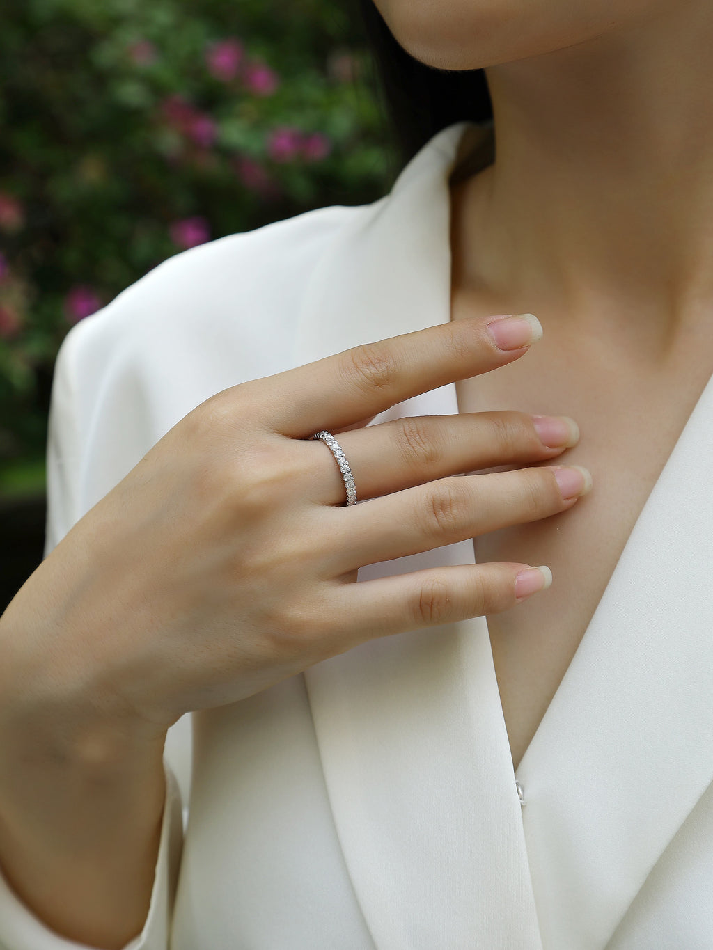 Wish - A Wedding Ring Set With Top-quality Moissanite S925 In Silver And Platinum-plated. The Ring Can Be Tested With A Diamond Pen