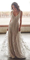 New Dress Bronzing V-neck Long
