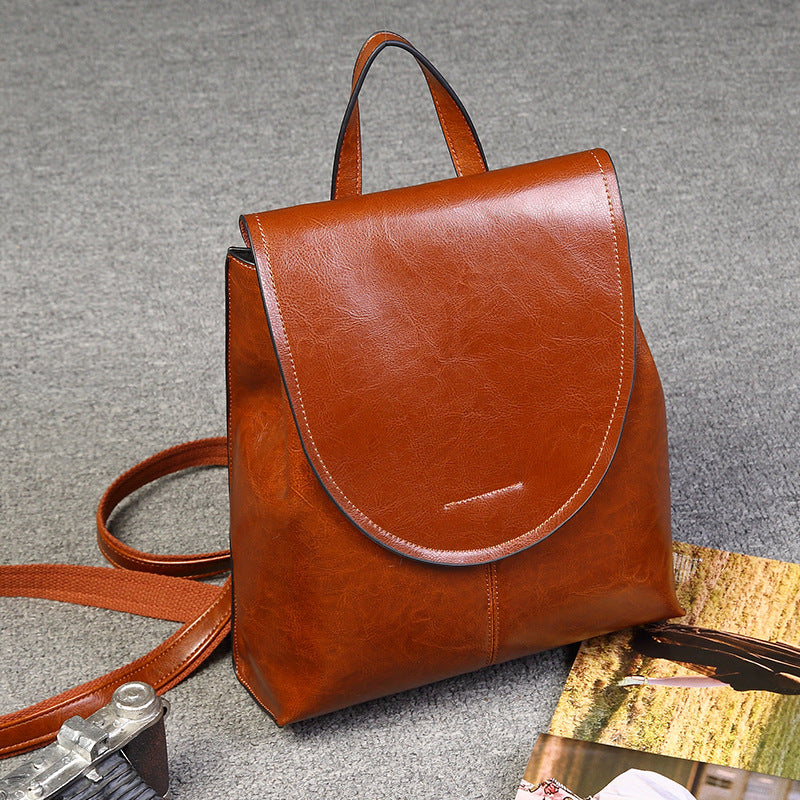Genuine Leather Women's Messenger Retro Fashion Backpack