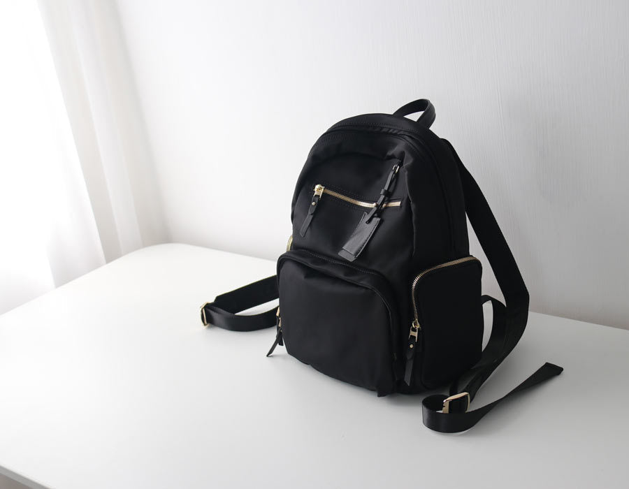 Nylon cloth with cowhide backpack