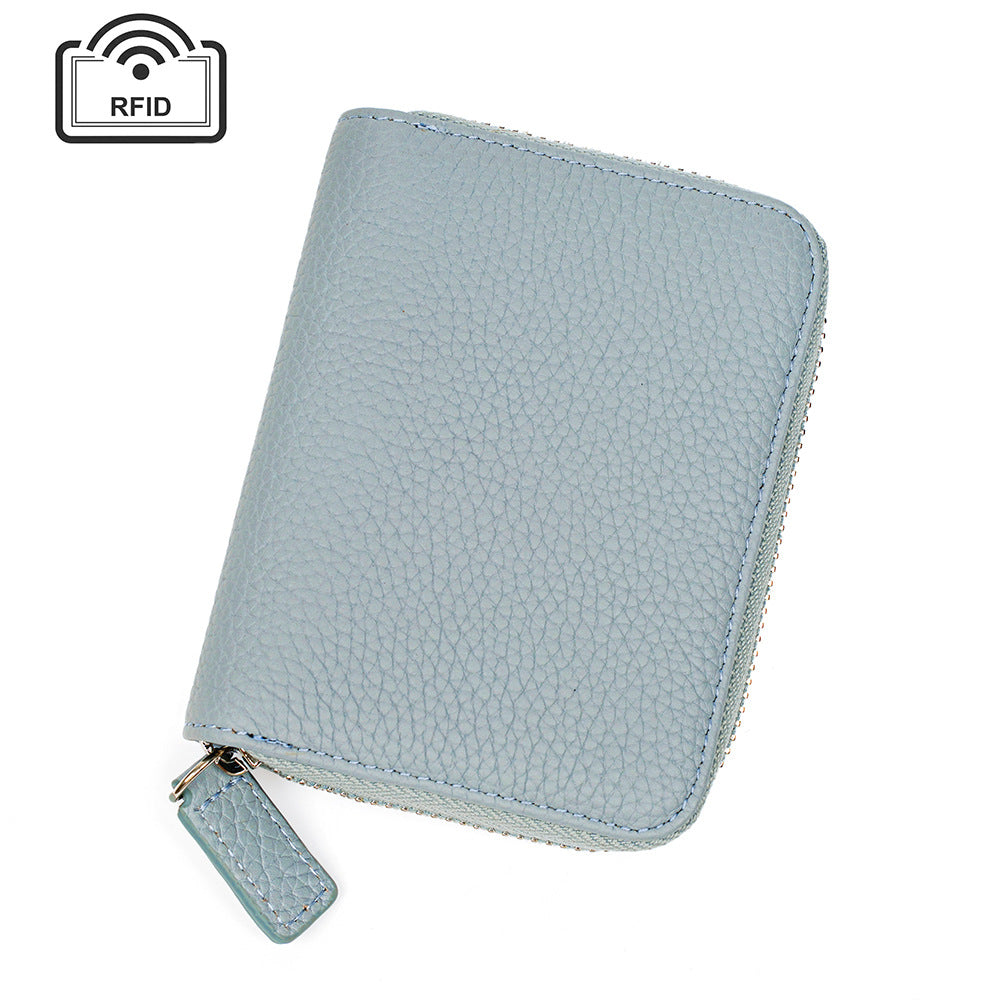 Leather Ins Organ Card Bag Rfid Anti-theft Zipper