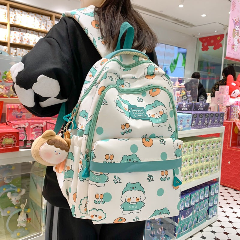 Cute Schoolbag Girl Cartoon Girl Hit Color