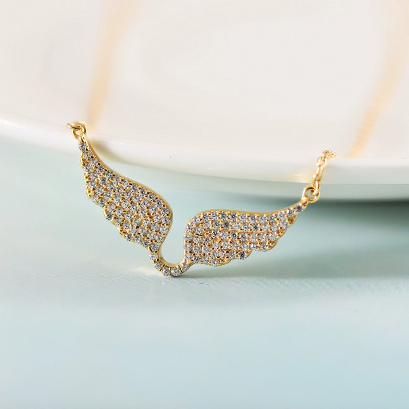 Gilding Zircon Angel Wings Chic All-match High-grade Light Luxury Ladies Necklace