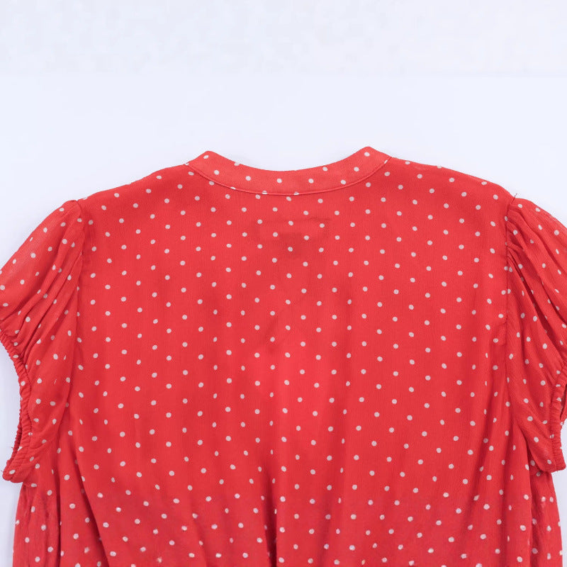 Fashionable Simple Polka-Dot Short Dress For Women