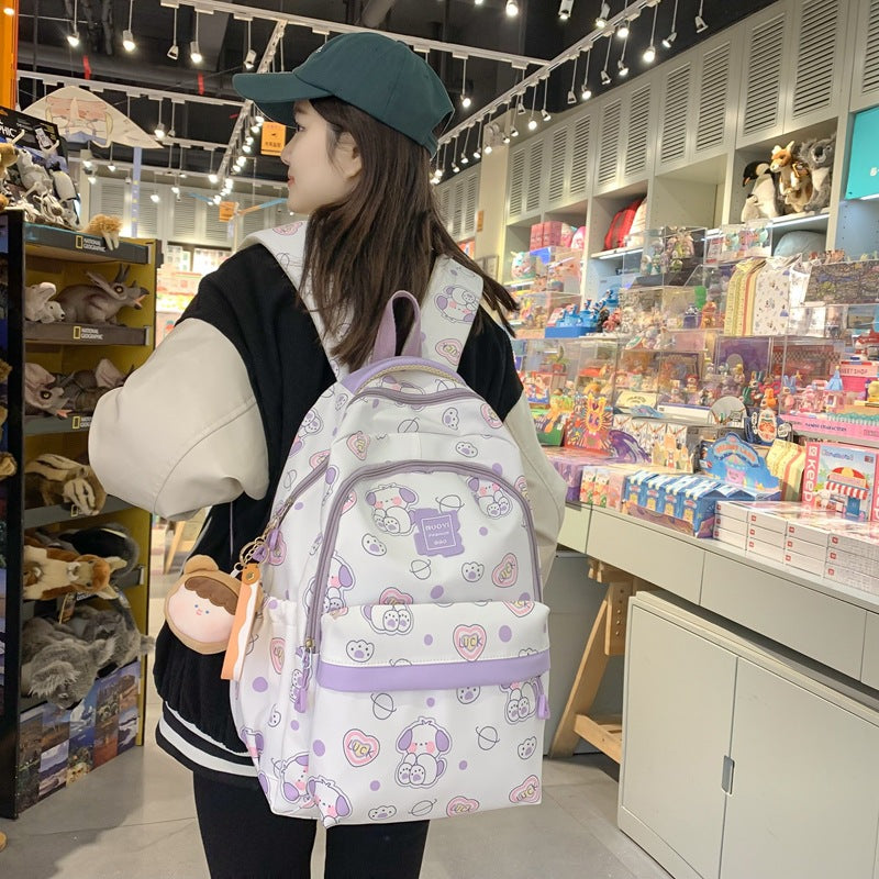 Cute Schoolbag Girl Cartoon Girl Hit Color