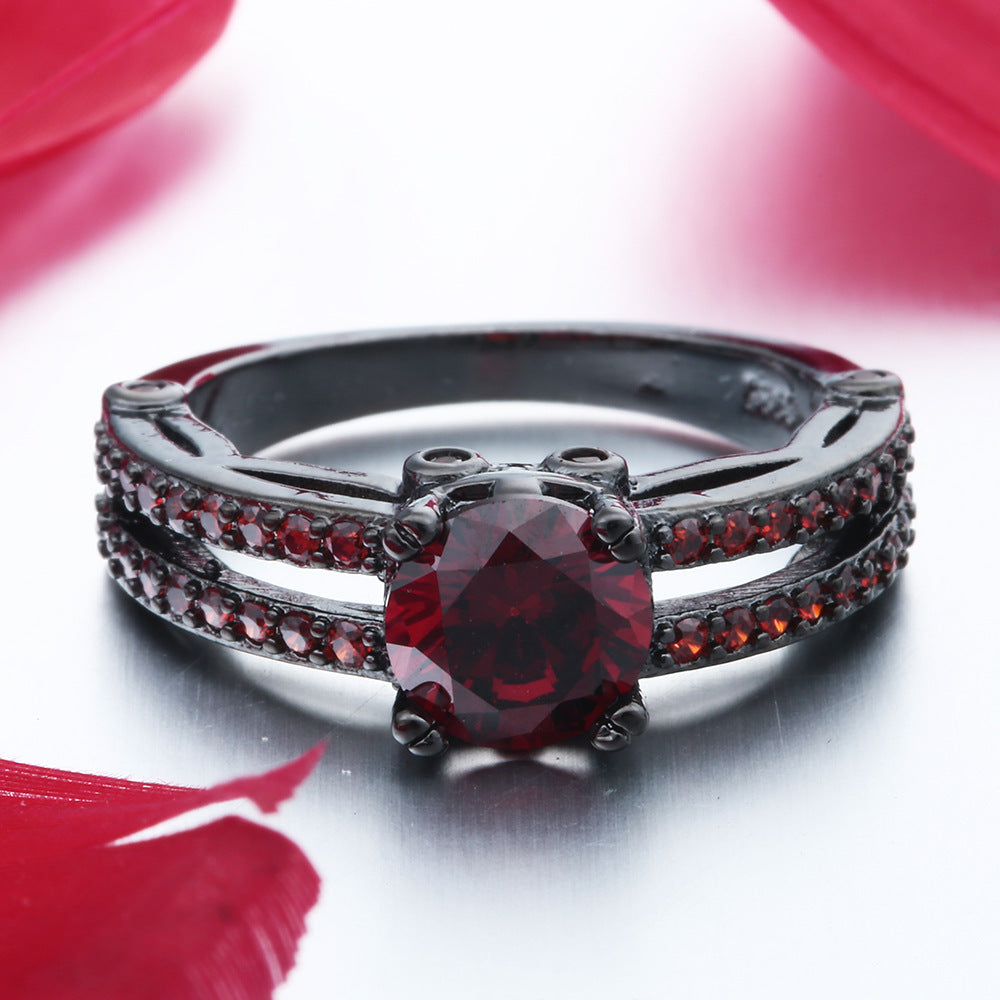 Copper Plate Inlaid Zircon Ring