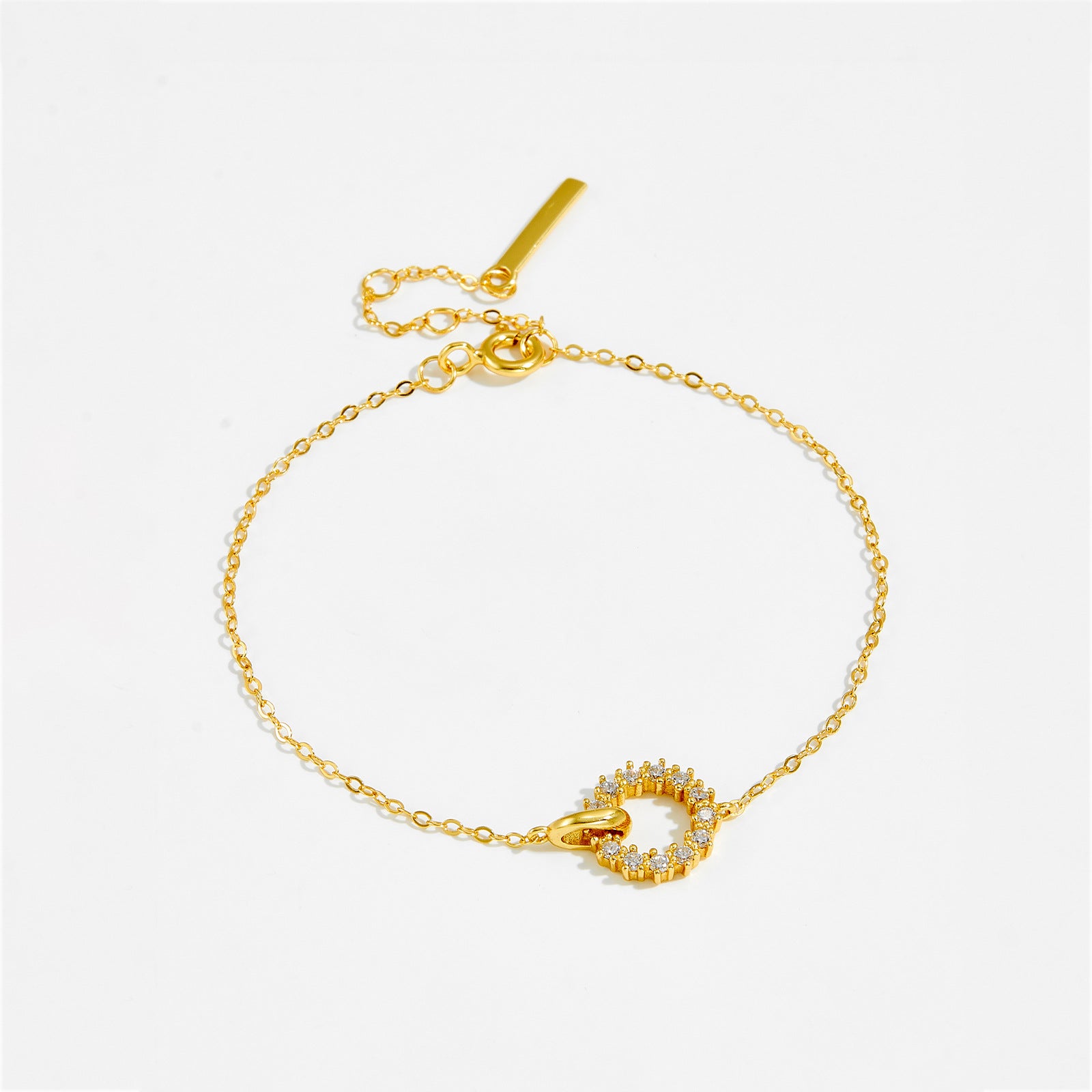 Interlocking Bracelet In 925 Sterling Silver With Micro-set Zirconia