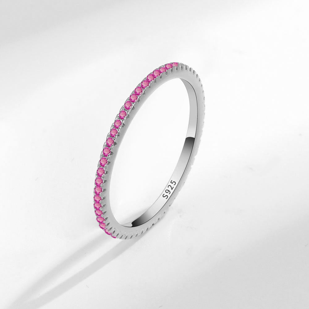 S925 Silver Fashion Full Diamond Little Finger Ring Single Row Ring