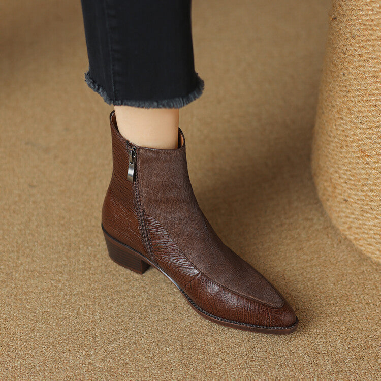 French High-end Suede Short Boots For Women, Autumn And Winter, Lined With Fleece, Genuine Leather