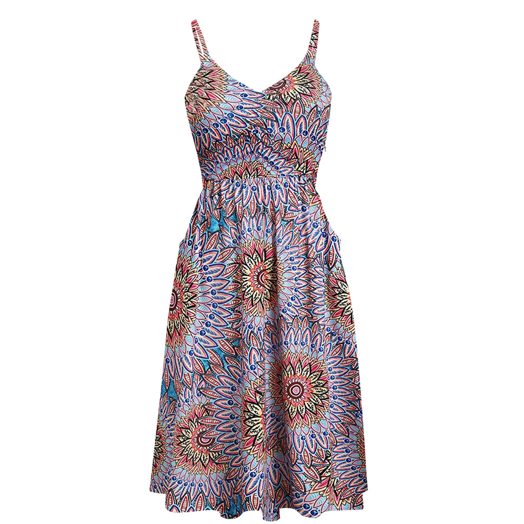 New Casual Short-Sleeved A-Line Printed Dress Women