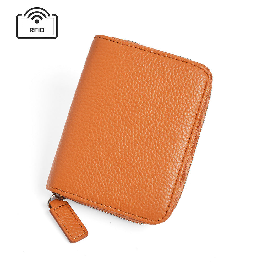 Leather Ins Organ Card Bag Rfid Anti-theft Zipper