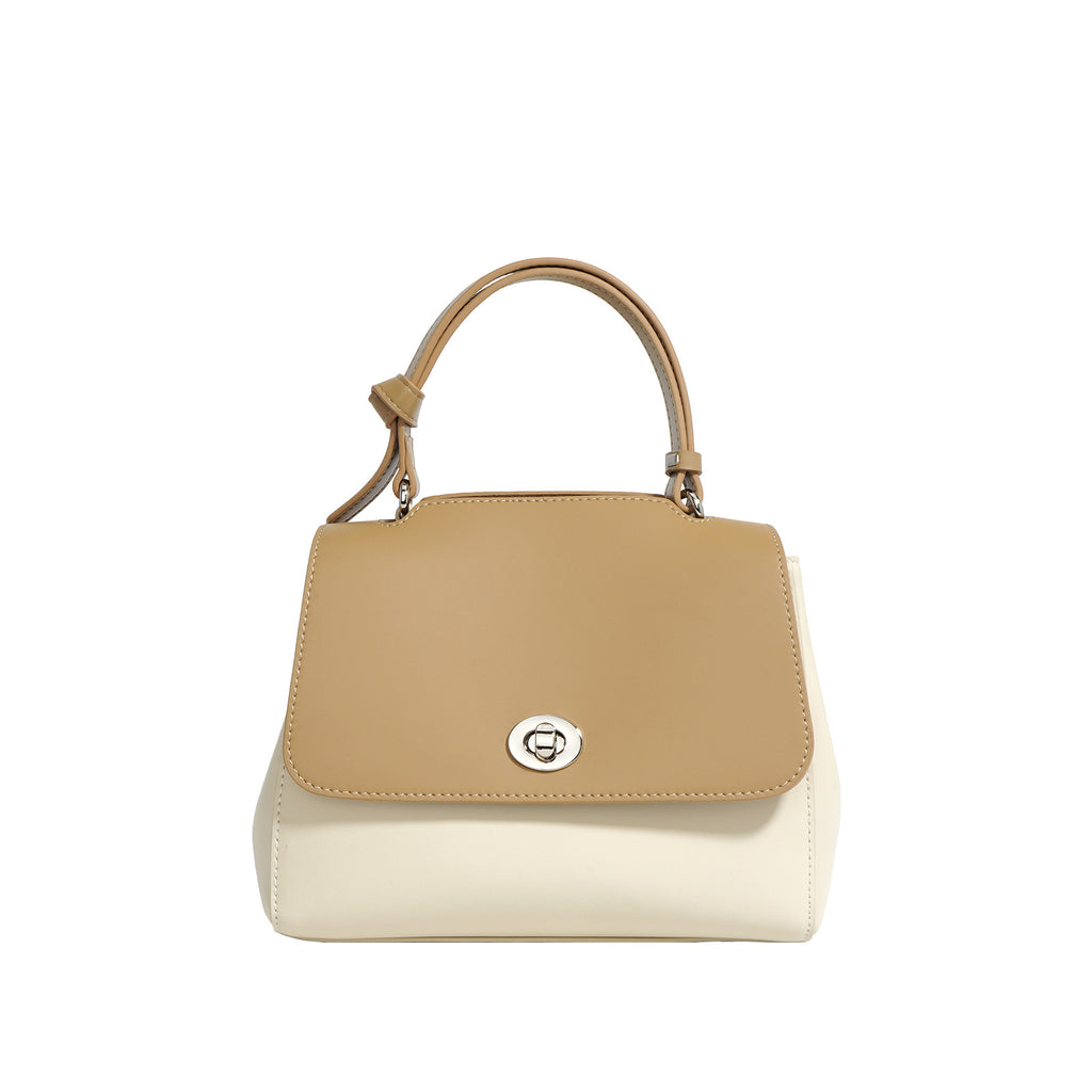 Contrast Color Cowhide Handbag Crossbody Shoulder Bag