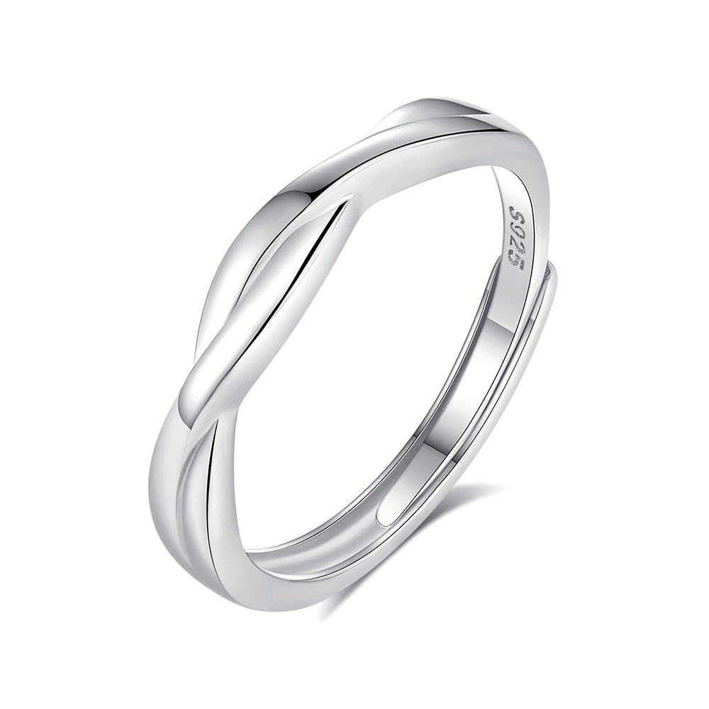 S925 Sterling Silver Green Silk Ring Couple Ring