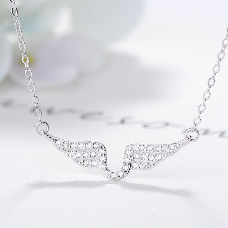 Gilding Zircon Angel Wings Chic All-match High-grade Light Luxury Ladies Necklace