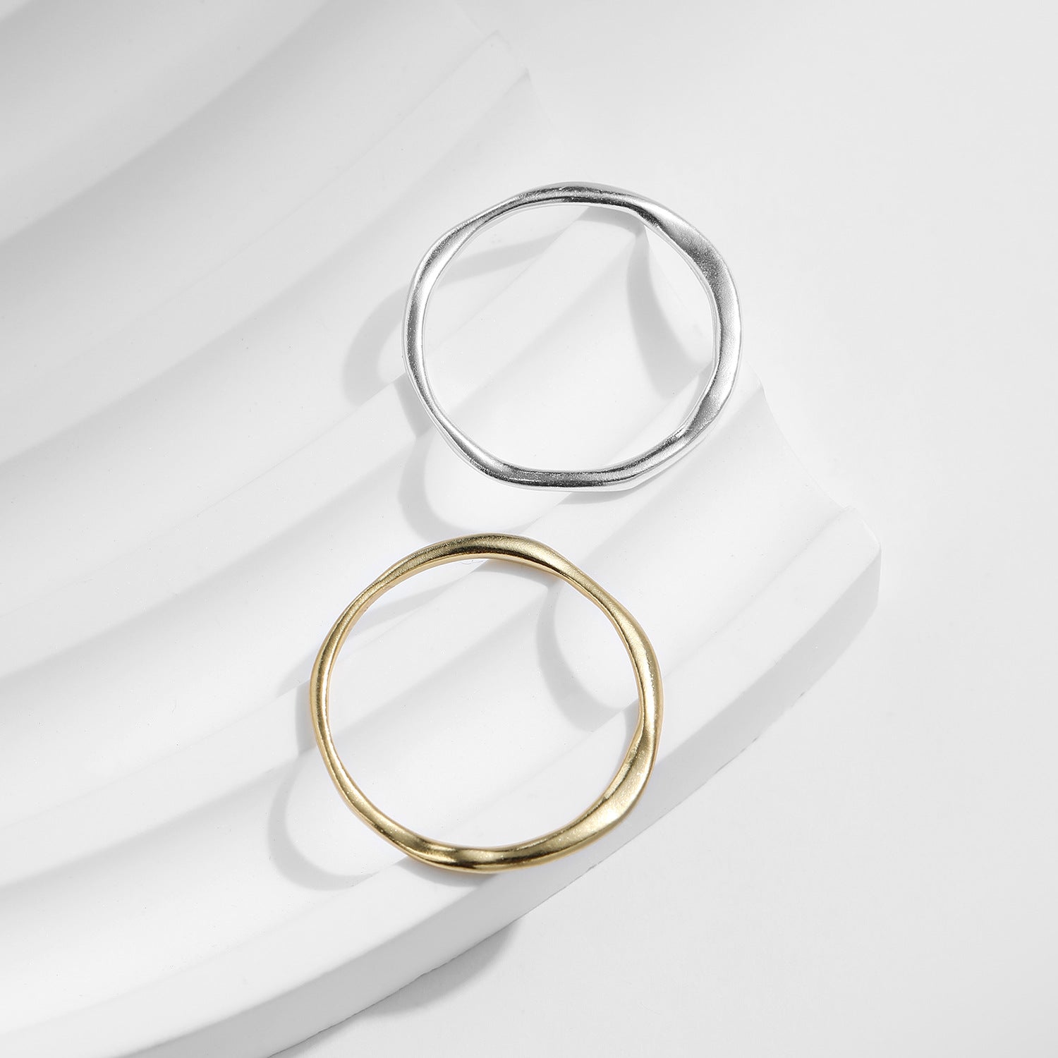 S925 Sterling Silver Minimalist Irregular Pleated Texture Ring