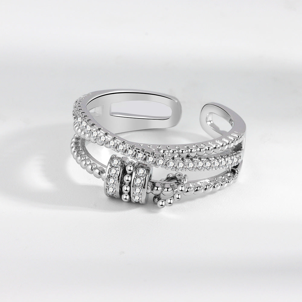 S925 Sterling Silver Rotating Ring Women's Fashion Personality