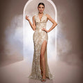 Sleeveless Halter Neck Bodycon Sequined Mermaid Evening Gown