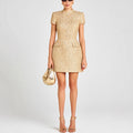 Fashionable Short-Sleeve Stand-Collar Dress For Women