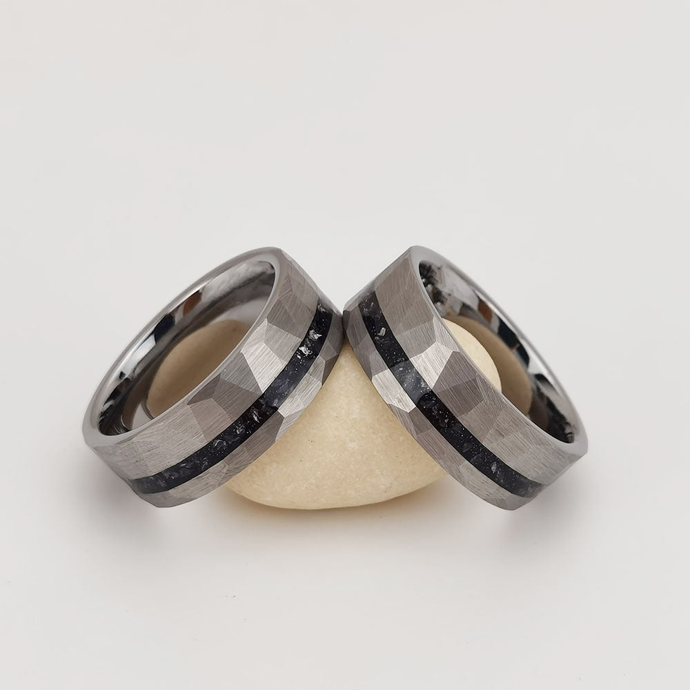 Fashion Flat Steel Tungsten Gold Ring