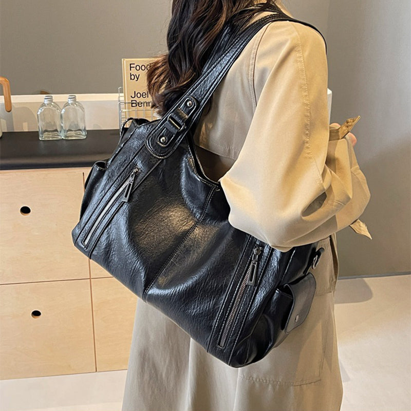 Retro Large Capacity Shoulder Bags Autumn And Winter Zipper Crossbody Bag For Women Handbags