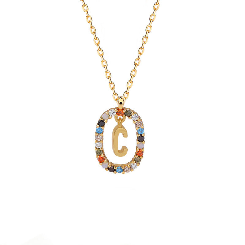 Sterling Silver Letter Necklace Female Niche Design Sense