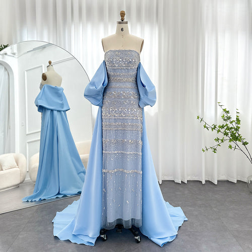 Beaded Satin Evening Dress