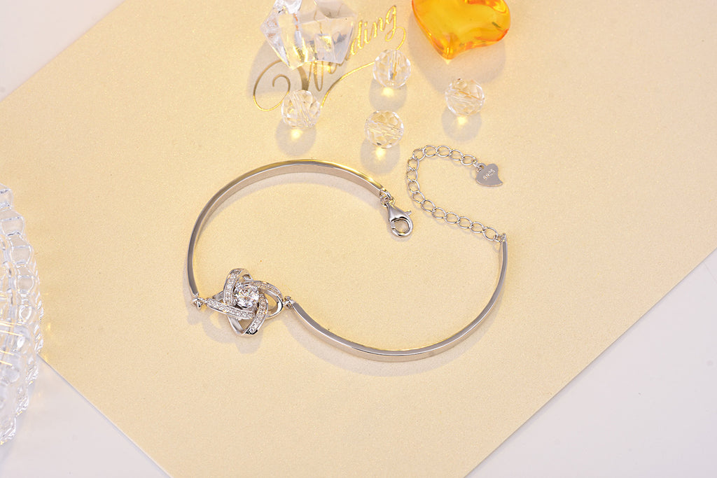 Fashion Simple S925 Sterling Silver Four-leaf Clover Bracelet