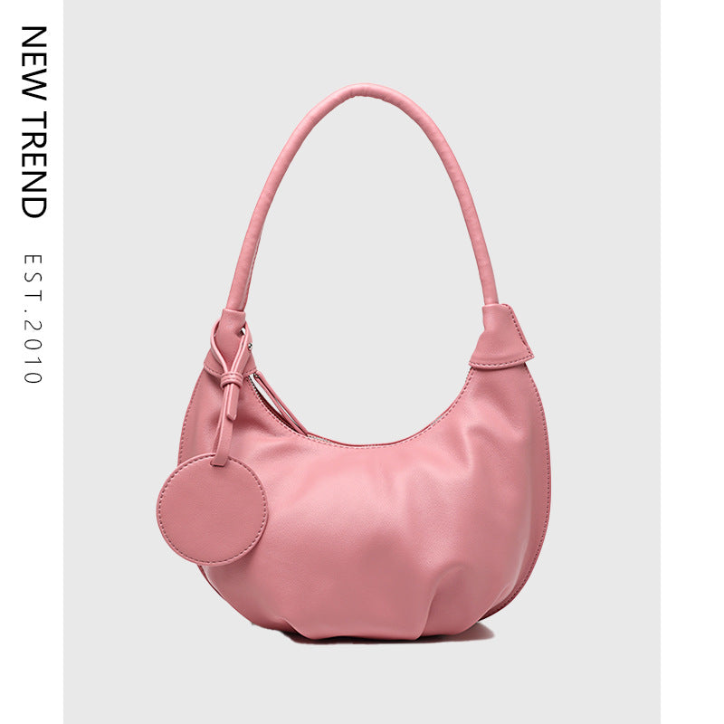 Portable Underarm Bag Leisure Soft Leather Versatile Shoulder Dumpling Bag