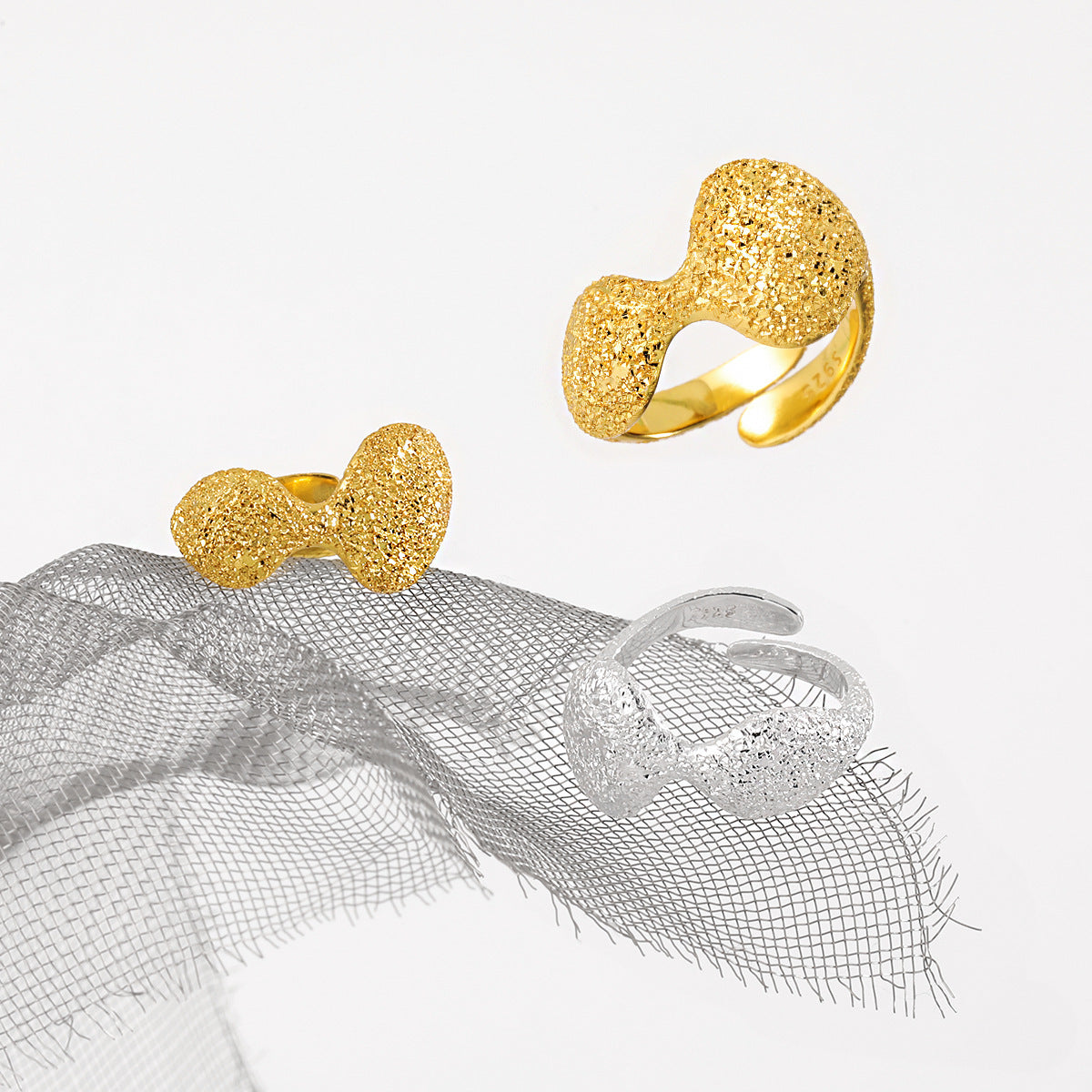 Geometric Round Frosted Ring Female Irregular Cold Wind Open Ring