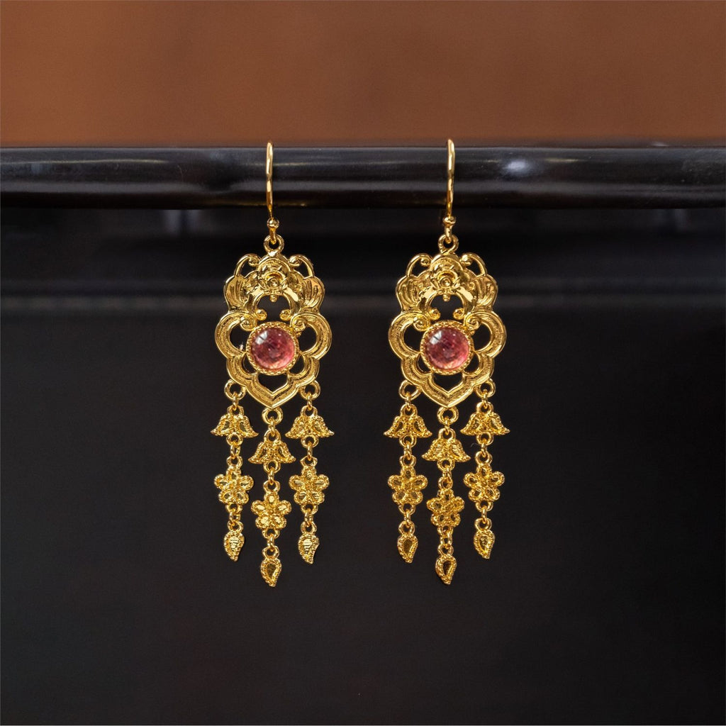 Bat Tassel Earring Girl New Chinese Blue And White Carving