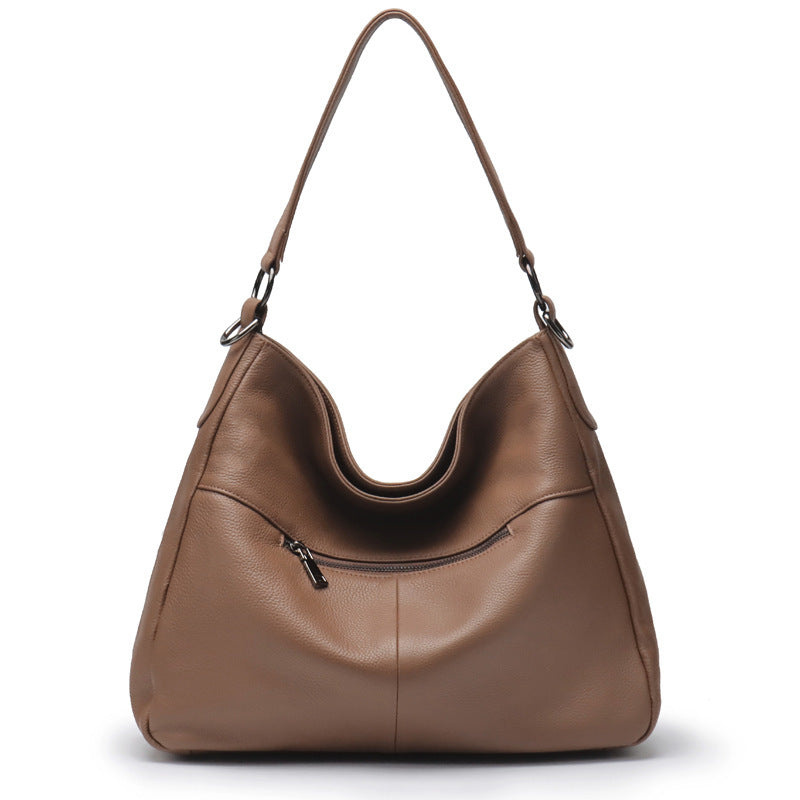 Womens High-Capacity First-Layer Cowhide Shoulder Crossbody Bag