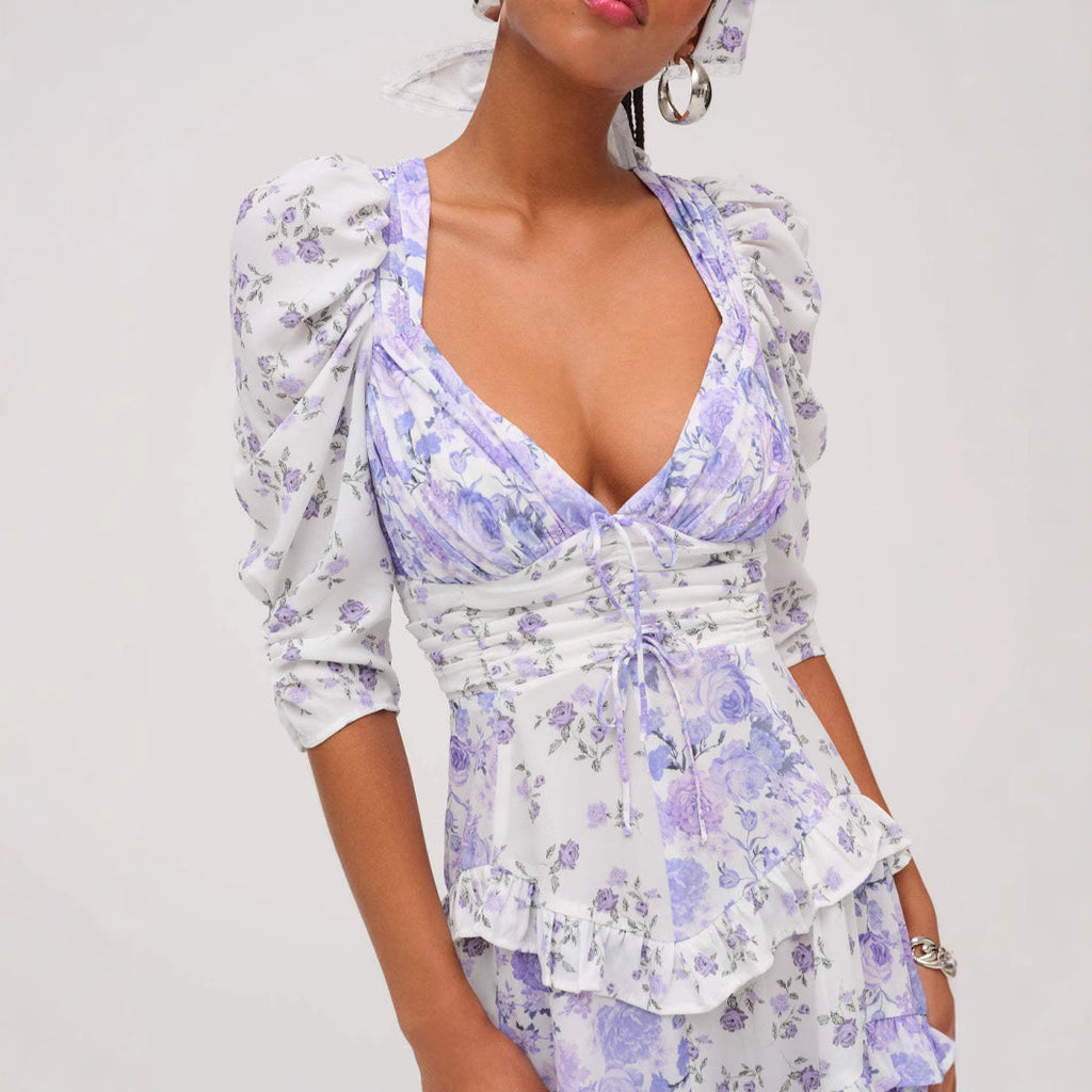 Floral Lace Patchwork Dress Women