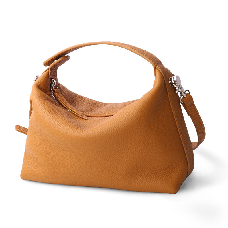 Boston Layer Cowhide One Shoulder Lunch Box Bag