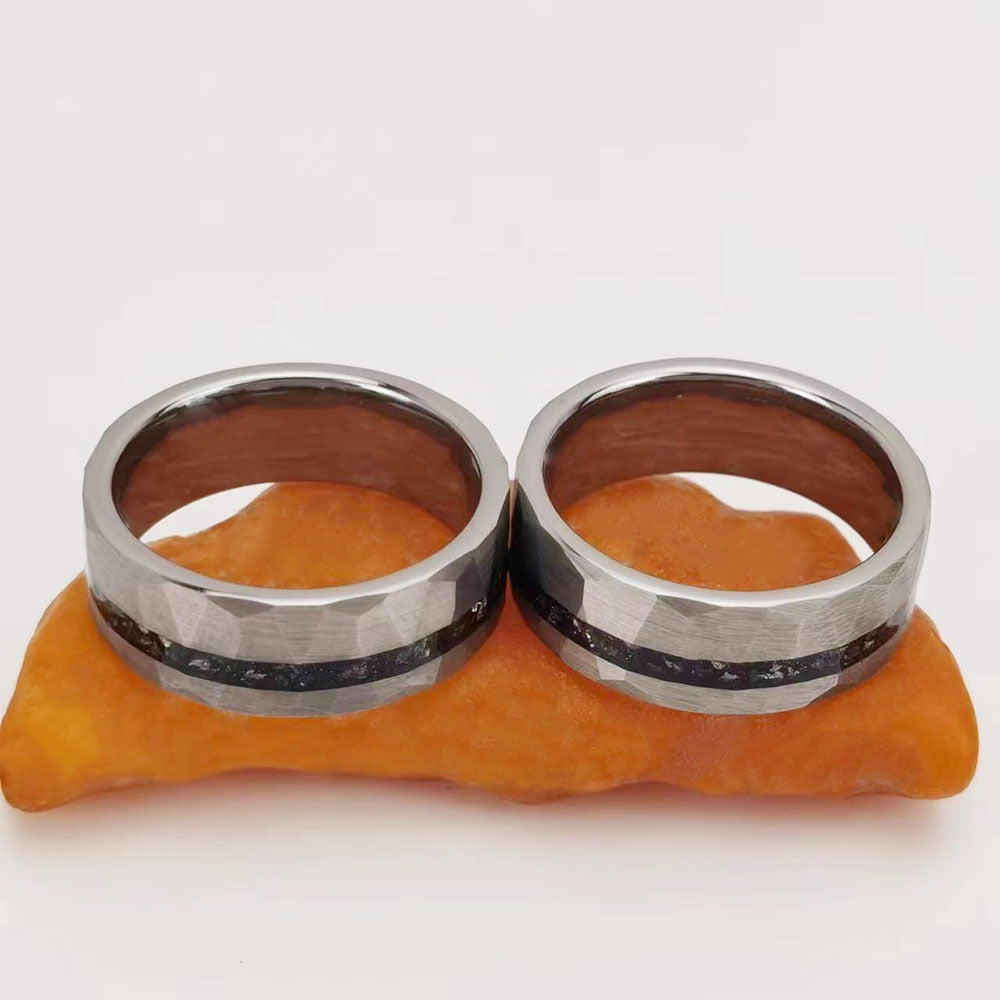 Fashion Flat Steel Tungsten Gold Ring