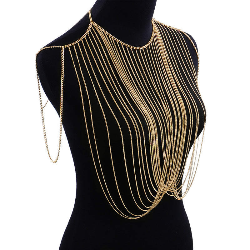 Golden Chain Tassel Chest Chain