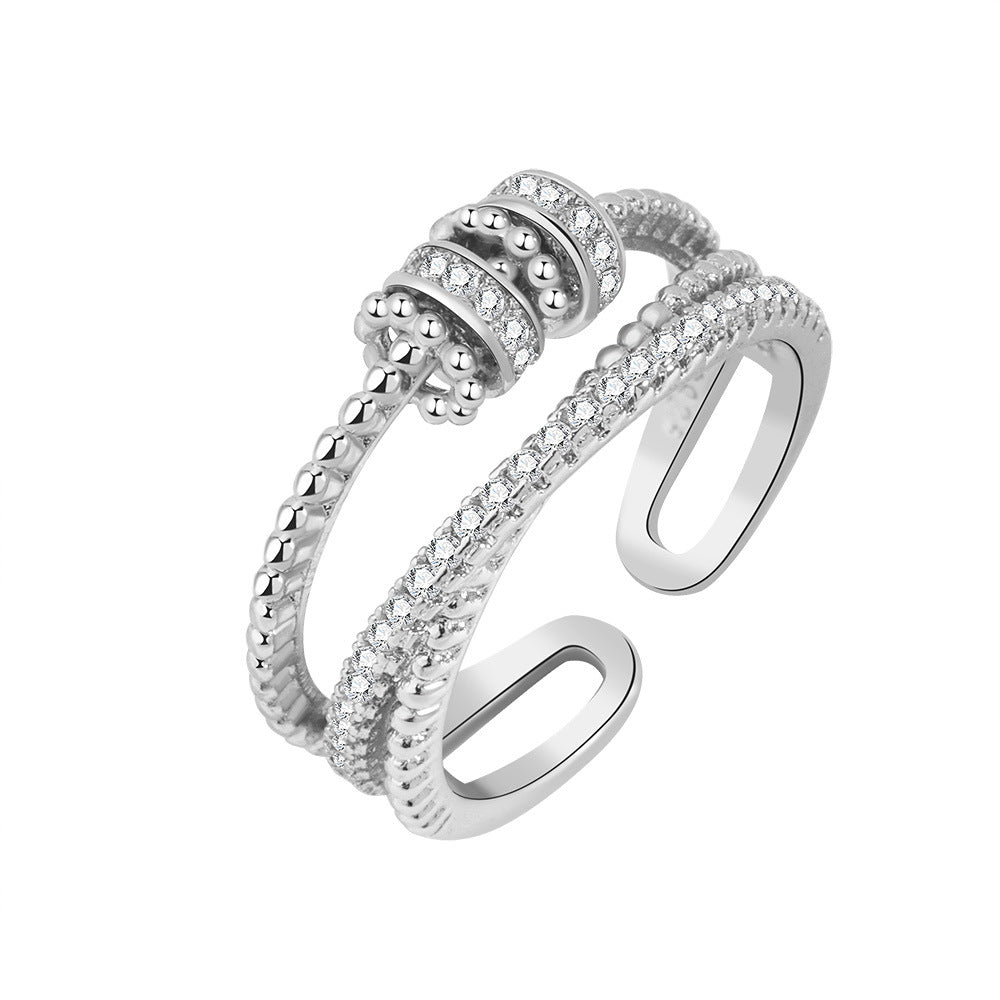 S925 Sterling Silver Rotating Ring Women's Fashion Personality