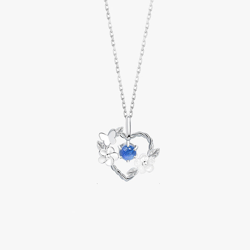 Sterling Silver Starry Glass Necklace Women's Niche Design Sense