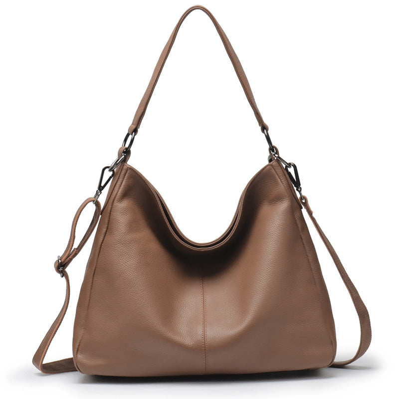 Womens High-Capacity First-Layer Cowhide Shoulder Crossbody Bag