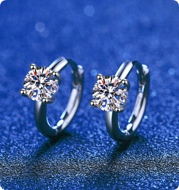 S925 Sterling Silver Stud Earrings Plated PT950 Moissanite Women's High-end Classic Four-claw D Color 50 Points