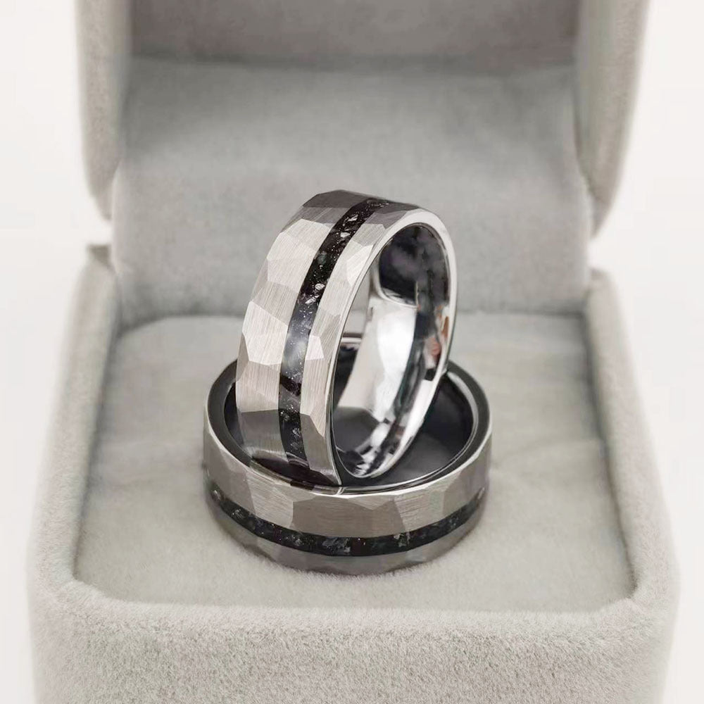 Fashion Flat Steel Tungsten Gold Ring