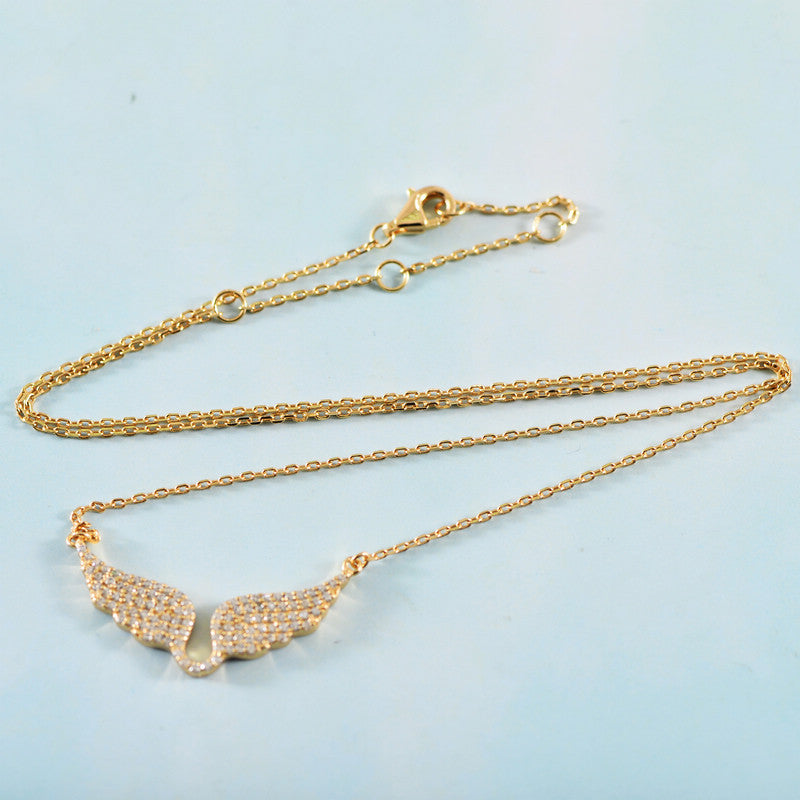 Gilding Zircon Angel Wings Chic All-match High-grade Light Luxury Ladies Necklace