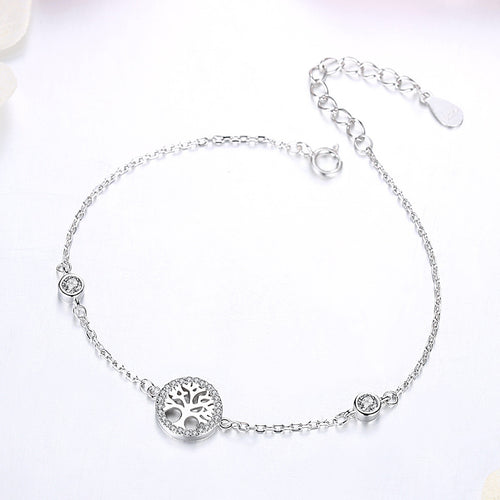 Belawang Sterling Silver Ladies Bracelet S925 Sterling Silver Tree Of Life Bracelet Inlaid With Zircon
