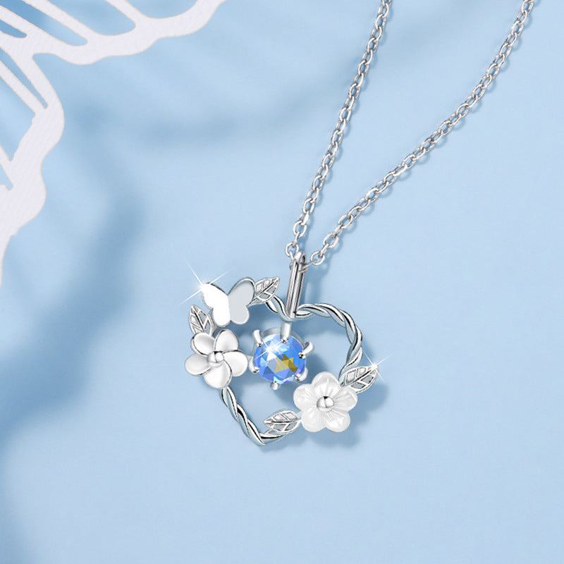 Sterling Silver Starry Glass Necklace Women's Niche Design Sense
