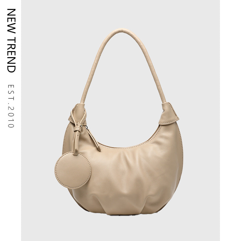 Portable Underarm Bag Leisure Soft Leather Versatile Shoulder Dumpling Bag