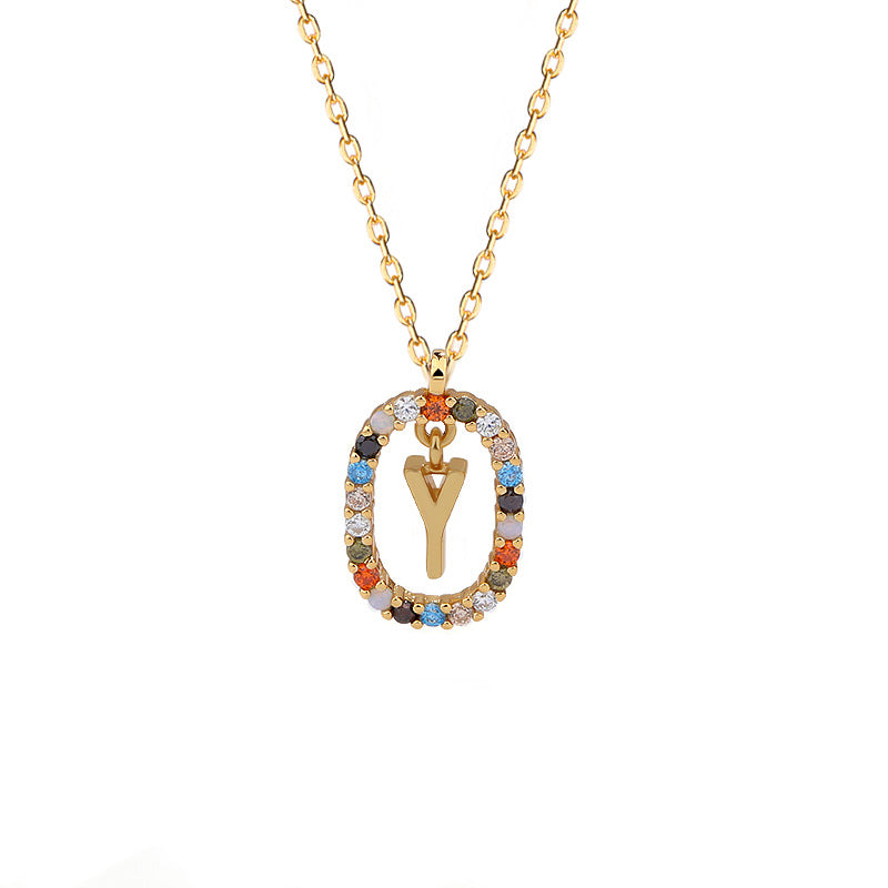 Sterling Silver Letter Necklace Female Niche Design Sense